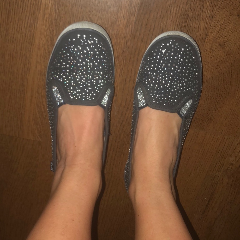 Keds studded navy slip on shoes